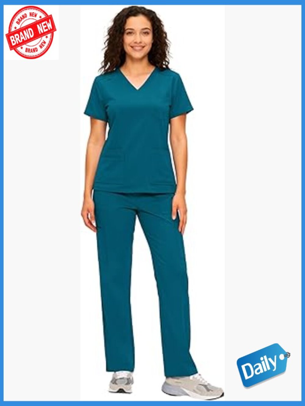 Scrub Set Top and Cargo Pants 12 Pockets V-Neck XXL